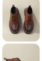 Zapatos de cuero genuino estilo británico, botines de media caña, botas de herramientas retro de moda. - details 3