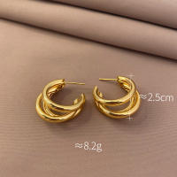 Pendientes de aro triples gruesos de moda - details 0