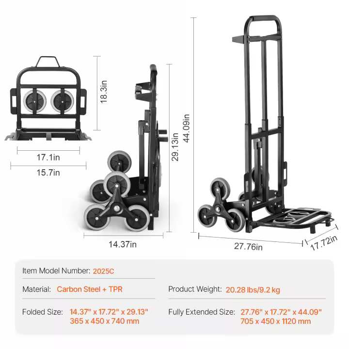 SucceBuy Carrito de Escalera Plegable de Alta Resistencia Capacidad de 460 lbs Manija Doble - 1