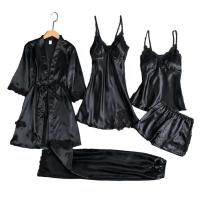 Conjunto de Dormir para Mujeres Ouwu Top de Seda Saturada, Pantalones Cortos, Pantalones de Encaje Suelto - details 10