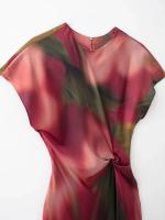 TRAFZA-Vestido largo con estampado para mujer, prenda de manga corta con cuello redondo y botones en la espalda, elegante y ajustado, para verano - details 21