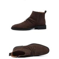 37-44 Botas Chelsea grandes con cremallera plegable de cuero genuino para hombres y mujeres 19128 - details 7