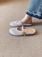 Sandalias Planas Retro Tejidas para Mujer 2025 Cómodas y Ligeras con Hebilla de Metal - details 7