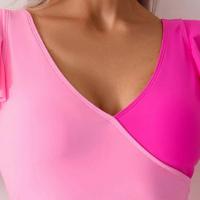Conjunto de Traje de Baño para Mujer de Dos Piezas Sexy Bikini con Corte Curvo y Almohadilla para el Pecho Traje de Baño de Cintura Alta con Sujetador de Manga con Volantes - details 23