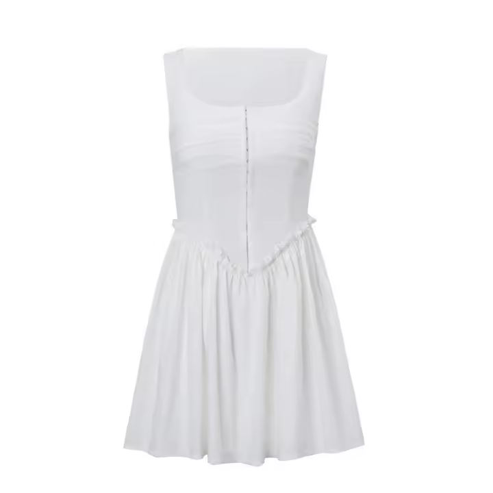 BUNO-vestidos elegantes de verano para mujer, novedad de 2024, vestidos de fiesta blancos, vestido corto acampanado de corte A para vacaciones - 1