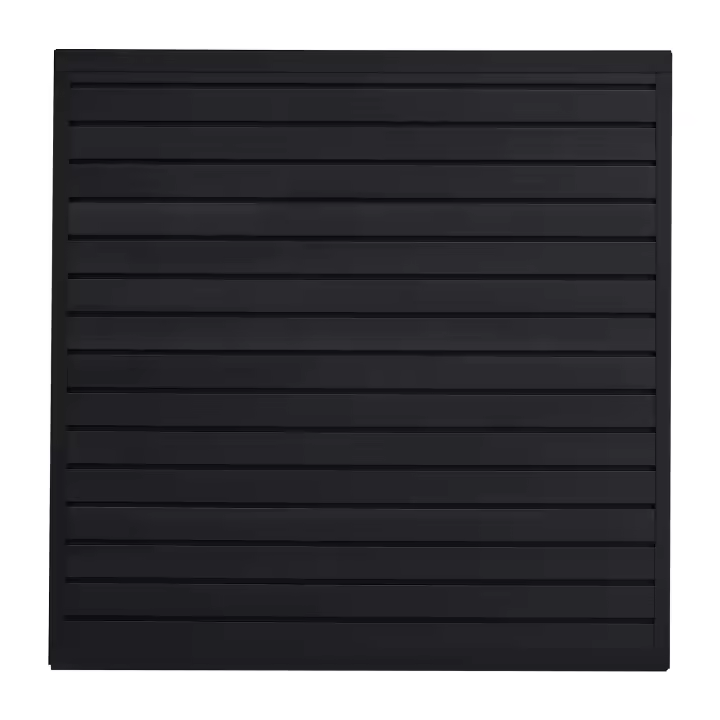 Panel de pared de listones de PVC SucceBuy de 4x4 pies, diseño modular negro. Panel de listones ajustable y fácil de instalar con estructura de acoplamiento y opciones de corte DIY. - 1