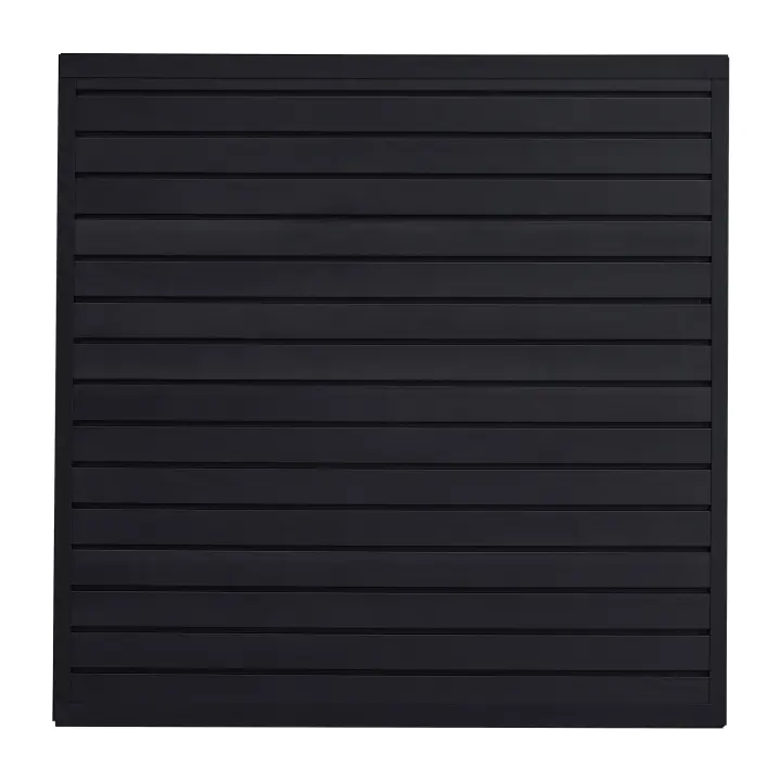 Panel de pared de listones de PVC SucceBuy de 4x4 pies, diseño modular negro. Panel de listones ajustable y fácil de instalar con estructura de acoplamiento y opciones de corte DIY. - 1