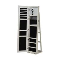 Espejo Joyero con 20 Luces LED Armario Joyero Reclinable con Guardajoyas Anillos Pendientes Collares Cerradura y Llaves 40x37x146 cm Blanco - details 12