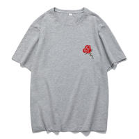 Top casual de algodón peinado con diseño de estampado creativo, rosa romántica de verano Unisex, 170g - details 12