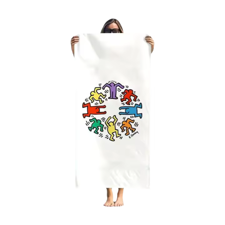 Keith Haring-toallas de baño grandes, juego de baño, accesorios para el hogar, turbante de Spa para secado de cabello, toalla deportiva rápida, Sauna, playa, gimnasio - 1