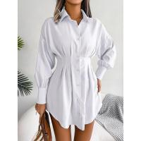 Vestido de blusa de mujer con mangas abullonadas, vestidos de manga larga para mujer, cintura asimétrica, elegante y hermoso - details 12
