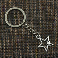 Llavero De Estrella Doble Hueco En Color Plateado Antiguo Moda Llavero De Metal Para Hombres Y Mujeres Adorno De Joyería Regalos - details 1
