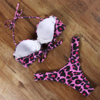 Bañador brasileño Sexy para mujer, conjunto de Bikini con sujetador de realce, traje de baño de dos piezas, ropa de playa de cintura baja, bañador de leopardo - details 29