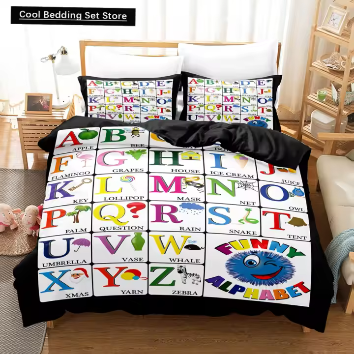 Juego de Ropa de Cama de Alfabeto Lore 2024 Tamaño Cama Twin Full Queen King - 1