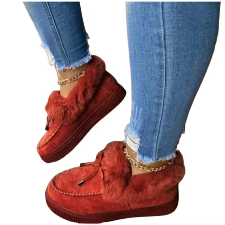 Zapatos de Terciopelo cálidos para Mujer, Zapatos Planos de algodón con Punta Redonda, Talla Grande, Invierno, Novedad - 1