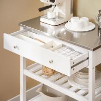 Mesa Auxiliar con Encimera de Acero Inoxidable y Estantes Abiertos, Carrito de Servicio para Cocina, Hogar o Exterior, Blanco, 81x90x45cm FKW47-II-W - details 2