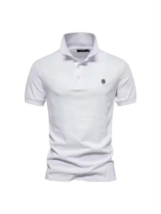 Polo de algodón puro para hombre, camiseta de talla europea con diseño bordado, novedad - 1