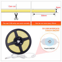 Tira de luz LED COB 5V XUNATA con cable USB 5mm 320Led/m regulable flexible para iluminación lineal en blanco natural rojo verde azul - details 4