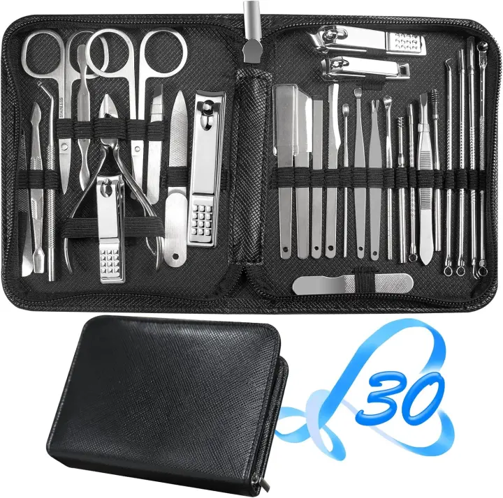 Set de Manicura de 30 Piezas Cortauñas de Uñas y Pies rojos Herramientas de Manicura Rosa - 1