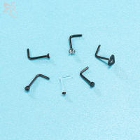ZS-Juego de Piercings de Nariz de acero inoxidable para hombre y mujer, Piercing de calavera negra, murciélago, gato, Perno nasal, anillo en forma de L, joyería, 20G, Punk, 1 Juego - details 8