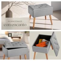 Dormitorio con Diseño Elegante Efecto Lino, Banco con Almacenaje Práctico, perfecto Taburete Tocador, - details 4