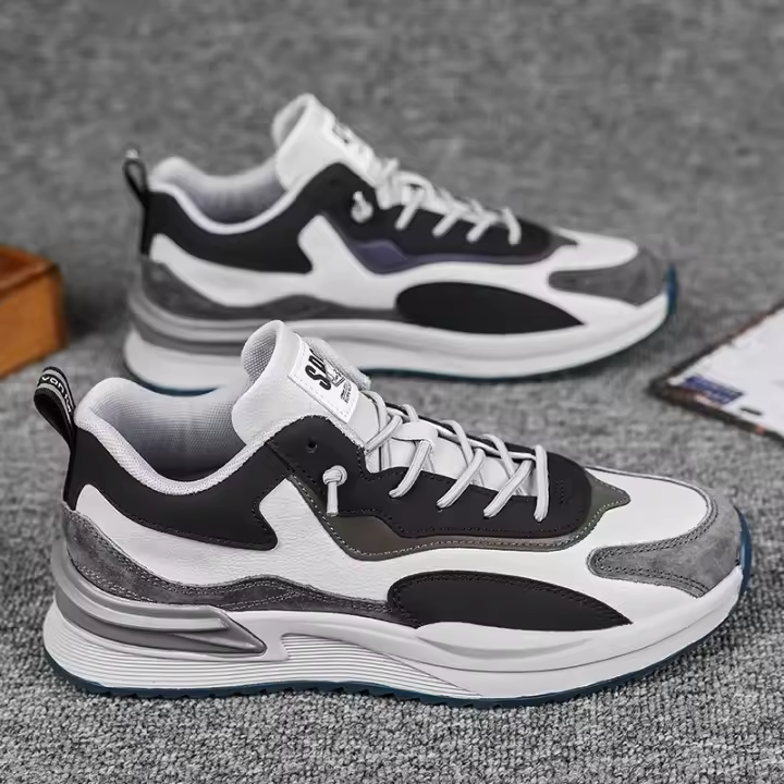 Nuevos zapatos informales Retro versátiles, zapatillas de deporte versátiles a la moda, zapatillas bajas de cuero para ir al trabajo, zapatillas para hombre - 1