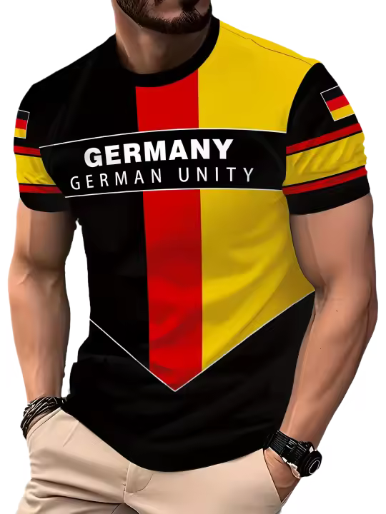 Camiseta Casual de Verano con Cuello Redondo para Hombre, Camiseta con Estampado Creativo de Puerto Rico - Transpirable y Suave, Manga Corta Informal con Cuello Redondo, Adecuada para Exteriores, Playa, Fiesta - 1