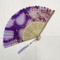 Elegante abanico de mano con tema de princesa mariposa morada con borla, accesorio de danza artesanal tradicional, abanico plegable decorativo para actuación y accesorio de disfraz - details 0