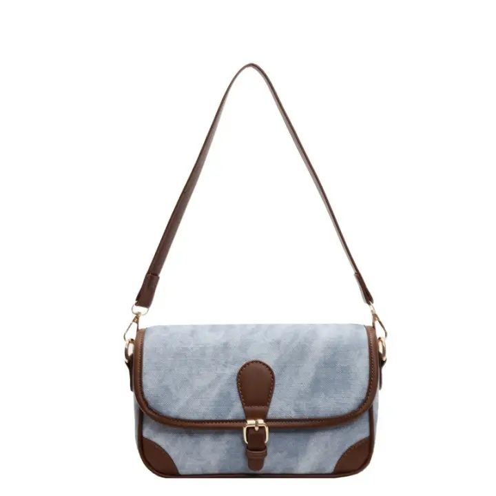 Nueva Moda Pequeña Bolsa Cuadrada 2025 Textura Retro Hombro Bolsa De Mensajero Denim Commuter Bolsa De Las Mujeres - 1