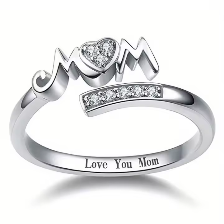 Aberturas corazón anillos accesorios moda rotulación manos adornos madre trama regalos anillo mujer - 1