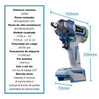 Kamolee-llave eléctrica DTW500, inalámbrica, sin escobillas, 1200 N.m, batería y cargador incluidos, Compatible con batería Makita de 18V - details 6