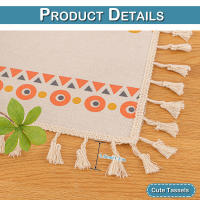 Mantel bohemio vintage con borlas, impermeable, antimanchas, de algodón y lino para protección de mesa de patio al aire libre sin arrugas. - details 6