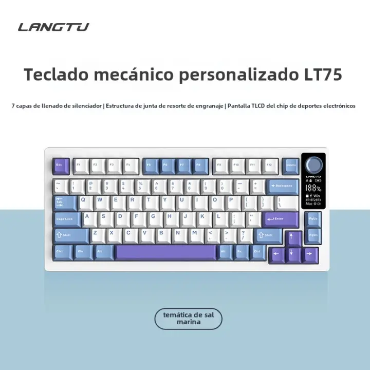 LT75 Teclado mecánico para juegos de tres modos de alta calidad teclado inalámbrico Bluetooth intercambiable en caliente personalizado - 1