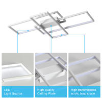 38W Plafón LED rectangular moderno, blanco, 90*50*9cm - luz blanca 6500K 220V - Iluminación Interior de Estilo Nórdico - Para Sala de estar, Dormitorio, Comedor, Salón - details 6