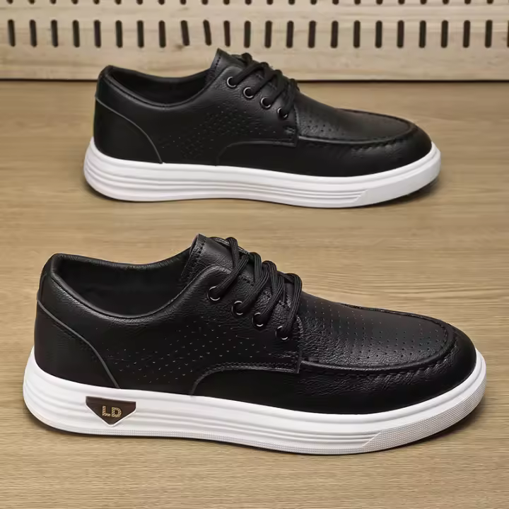Primavera 2025 nuevos zapatos blancos pequeños transpirables zapatos de hombre zapatos de junta de juventud versátil versión coreana tendencia de moda zapatos casuales. - 1