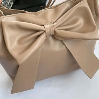 Bolso de hombro elegante de Color sólido con lazo de PU, bolso de mano portátil de estilo coreano, bolso de cubo de lujo, bolso de moda para axilas para mujer - details 0