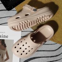 Zuecos de plataforma calados para mujer, sandalias de playa antideslizantes de verano 2025, zapatillas de suela gruesa a la moda para mujer, calzado para jardín Eva - details 17