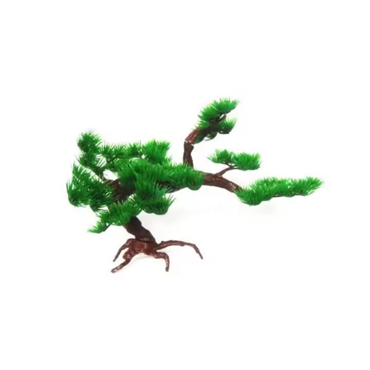 Decoración de planta de acuario de plástico inmortal, pino de bienvenida - Bonsái - 1