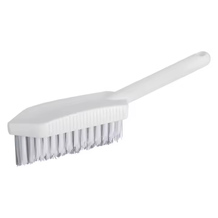 Cepillo de limpieza triangular sin callejón sin salida, cepillo de suelo de cerdas rígidas para colgar con cabeza Triangular, cepillo para huecos de azulejos de cerámica lavable blanco - 1