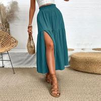 Nueva falda de mujer, falda Midi bohemia a la moda, cintura alta, falda lisa con volantes, faldas informales con abertura lateral para la playa, falda de 3 colores - details 7