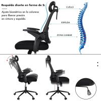 Silla de Oficina Giratoria con Ruedas Transpirable, Ajustable, Soporte Lumbar para Hogar y Oficina - details 9