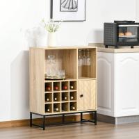 Armario de Cocina con 1 Puerta 2 Estantes Abiertos Soporte de 6 Copas de Vino 76x35x97 cm - details 1