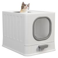 Caja de Arena Plegable Grande con Tapa, cajón y Pala para Gatos, Diseño de Diamante, Fácil de usar - details 7