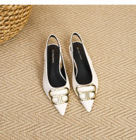 Zapatos a cuadros de tacón bajo con hebilla de metal poco profundos estilo francés nuevo para mujer - details 32