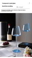 Juego de vasos rosas franceses, copa de cristal con boca incisa, fondo cóncavo, copa de vino y champán, color azul - details 19