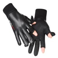 Guantes impermeables cálidos cortos para exteriores con dedos completos para pesca, manoplas para conducir, guantes de cuero Pu para hombre, guantes de ciclismo - details 1