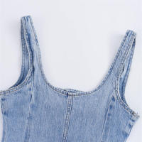 OUWU- moda para mujer, vestido Midi azul vaquero con una botonadura, tirantes Vintage, cuello cuadrado, vestidos elegantes para mujer - details 8