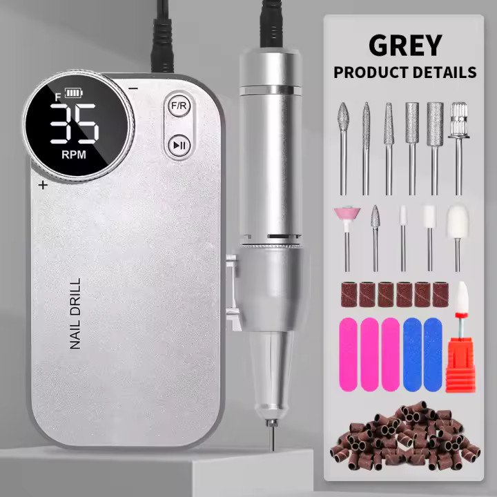 Taladro de Uñas Portátil Inalámbrico Velocidad Ajustable, Bajo Ruido, Polimento de Uñas de Salón en Casa - 1