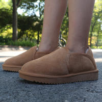 Botas de nieve sin cordones de ante vacuno para mujer, botines suaves y cálidos, antideslizantes, para invierno, para exteriores, fácil de poner y quitar - details 3