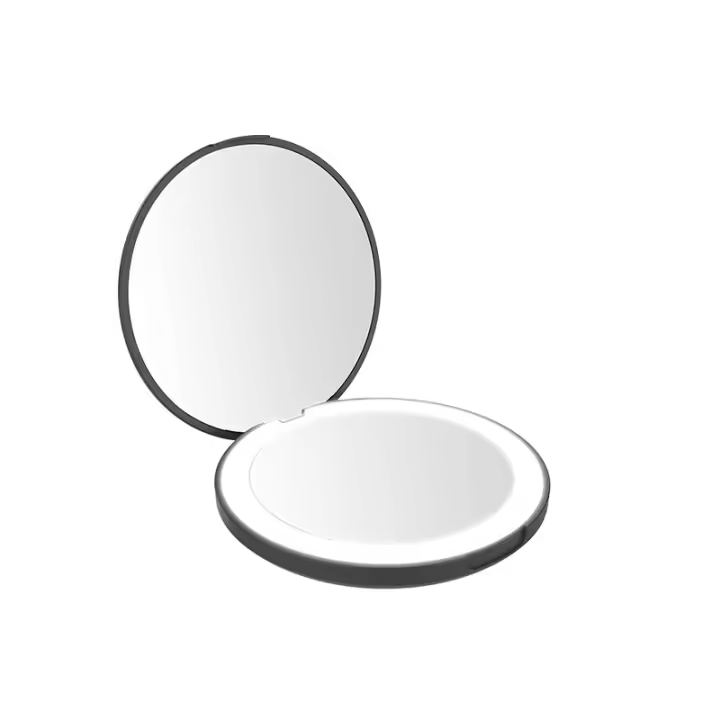 Scttomon Espejo Compacto Iluminado Espejo de Maquillaje de Viaje con Luces LED Cara Doble Plegable - 1